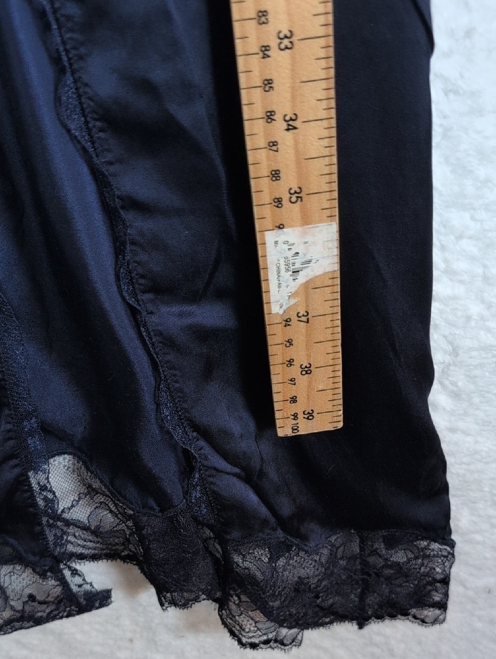 159-Wilfred Navy Satin Lace Slip - Picture 4 of 4